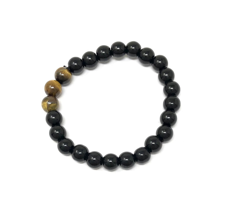 Shreyshti Beads Bracelet Black Obsidian Tiger Eye, beads approx. 8mm