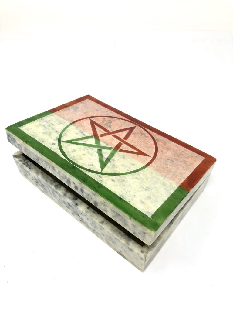 Shreyshti Soapstone Storage / Tarot Card Box Pentacle Double Color approx 6"x4" for Tarot Cards, Jewelry etc. - Image 2