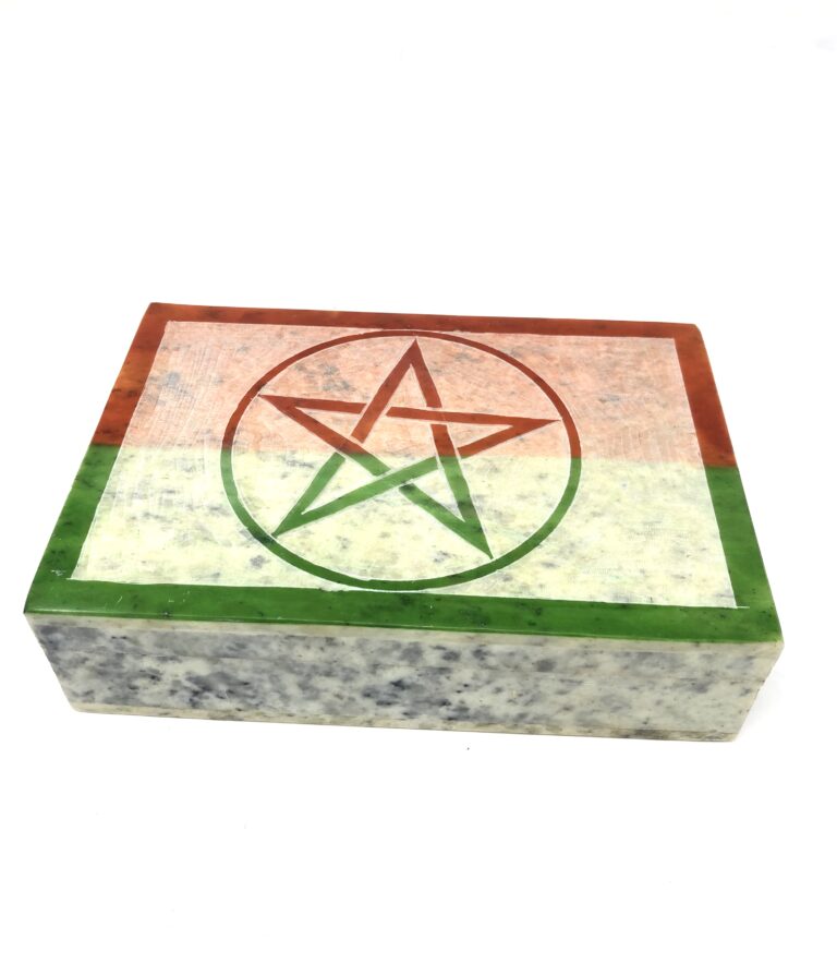 Shreyshti Soapstone Storage / Tarot Card Box Pentacle Double Color approx 6"x4" for Tarot Cards, Jewelry etc. - Image 3