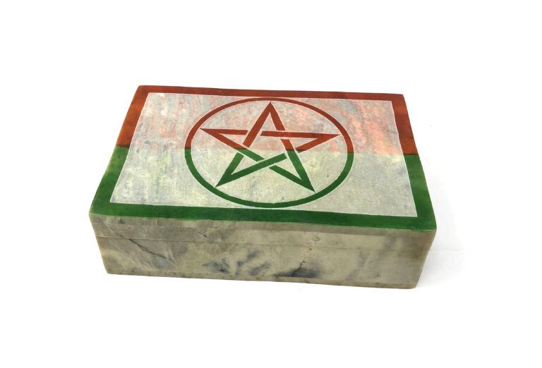 Shreyshti Soapstone Storage / Tarot Card Box Pentacle Double Color approx 6"x4" for Tarot Cards, Jewelry etc.