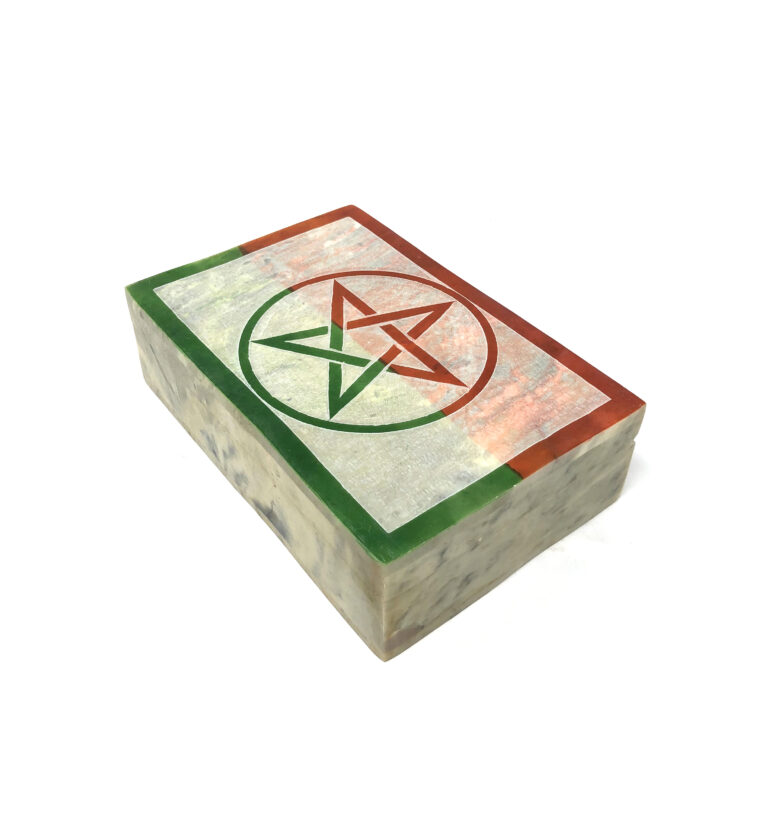 Shreyshti Soapstone Storage / Tarot Card Box Pentacle Double Color approx 6"x4" for Tarot Cards, Jewelry etc. - Image 4