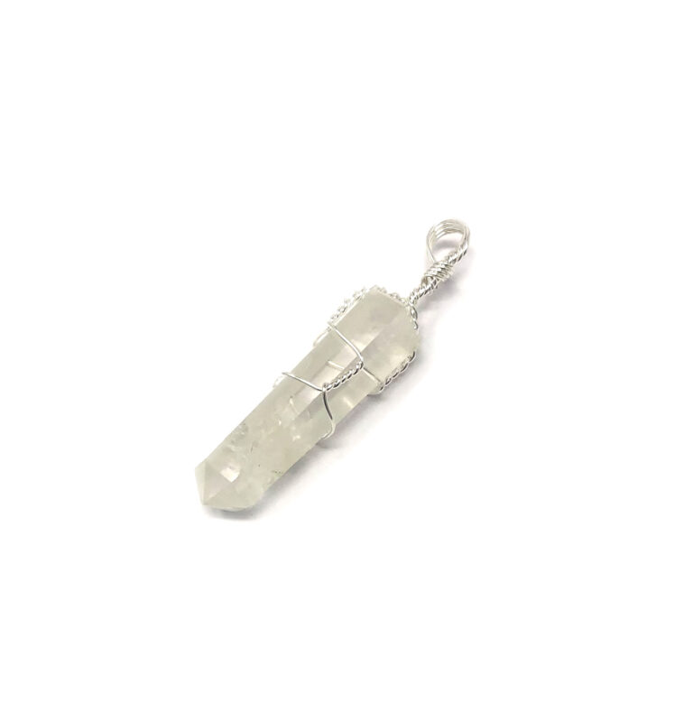 Shreyshti Pendant Wire Wrapped Double Point Pencil Crystal / Clear Quartz approx 1 inch