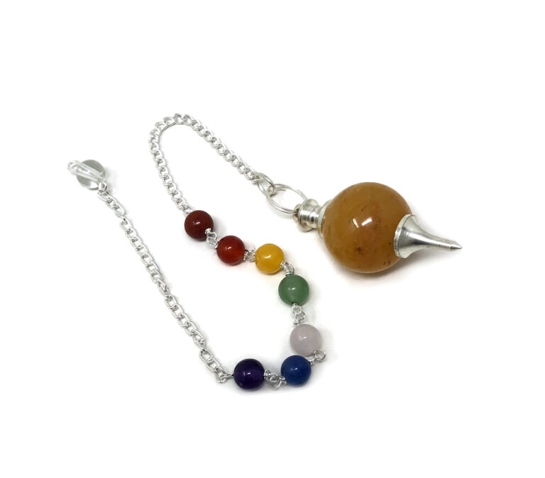 Shreyshti Pendulum Ball Yellow Aventurine with Chakra Chain approx 1 inch