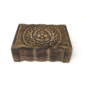 Shreyshti Wooden Storage / Tarot Card Box Triquetra, approx 9"x6" for Tarot Cards, Jewelry etc.