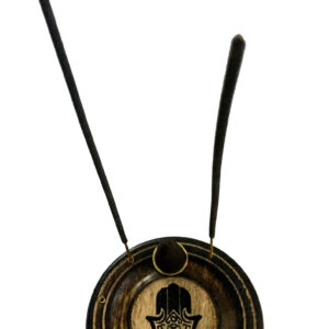 Shreyshti Wooden Incense Holder / Burner Printed Fatima Hand approx 4" for incense sticks, cones, candles etc.