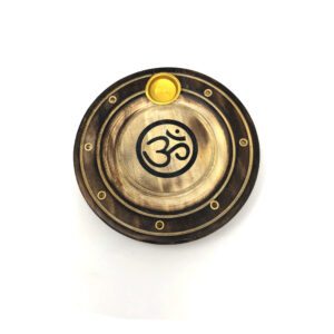 Shreyshti Wooden Incense Holder / Burner Printed Om approx 4" for incense sticks, cones, candles etc.