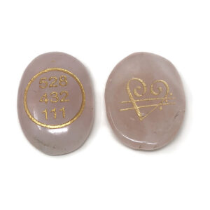 Shreyshti Zibu Symbols Engraved Stones, Love, Rose Quartz, approx 1 inch