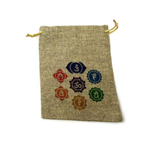 Shreyshti Jute Linen Pouch 7 Chakra, approx. 8"x6" for Cards, Tumbled Stones, Coins, Jewelry etc.