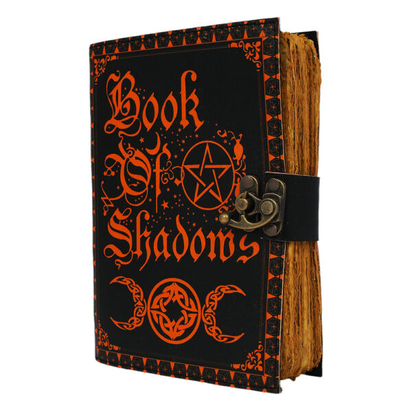 Shreyshti Handmade Deckle Paper Journal Leather Cover with Clasp, approx. 200 Pages, Book of Shadows approx. 5"x7"