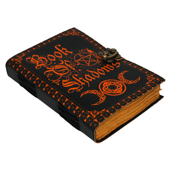 Shreyshti Handmade Deckle Paper Journal Leather Cover with Clasp, approx. 200 Pages, Book of Shadows approx. 5"x7" - Image 3