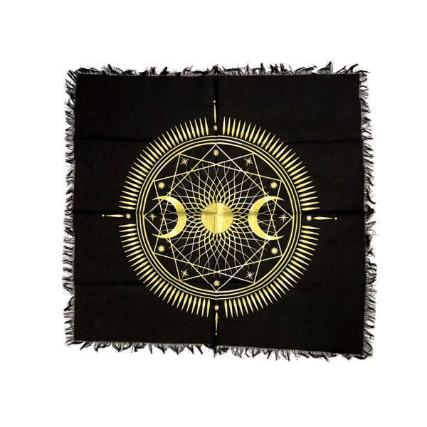 Shreyshti Altar Tarot Cloth Triple Moon Golden, approx. 24" for wiccan, pagan, rituals, reiki, religious purpose