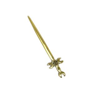 Shreyshti Aluminum Sword  / Ceremonial Blade Triple Moon Pentacle Golden approx. 5.5"