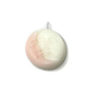 Shreyshti Designer / Decorative Candle Moon Sun Pink White approx 2.25" for spell, wiccan, pagan, rituals, reiki, religious purposes.