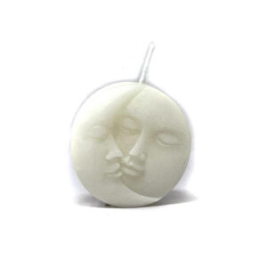 Shreyshti Designer / Decorative Candle Moon Sun White approx 2.25" for spell, wiccan, pagan, rituals, reiki, religious purposes.