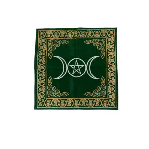 Shreyshti Altar Tarot Cloth Velvet Triple Moon Green approx. 24" for wiccan, pagan, rituals, reiki, religious purpose
