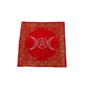 Shreyshti Altar Tarot Cloth Velvet Triple Moon Red approx. 24" for wiccan, pagan, rituals, reiki, religious purpose