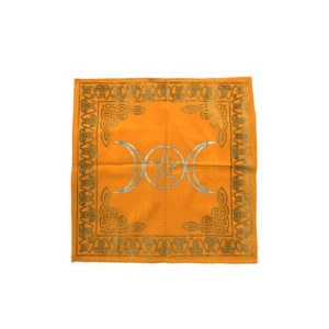Shreyshti Altar Tarot Cloth Velvet Triple Moon Yellow approx. 24" for wiccan, pagan, rituals, reiki, religious purpose