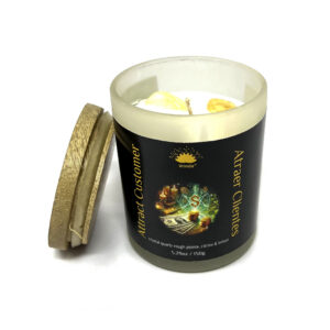 Shreyshti Crystal Glass Candles Attract Customer Scented approx. 5.29 oz (150 gm) for spell, wiccan, pagan, rituals, reiki, religious purposes