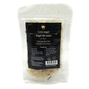 Shreyshti Cleansing Ritual Salt Love Angel, 50g stand able pouch, a combination of salts, fragrances and herbs for space clearing and cleansing, anoint candles and cleansing tools or crystals