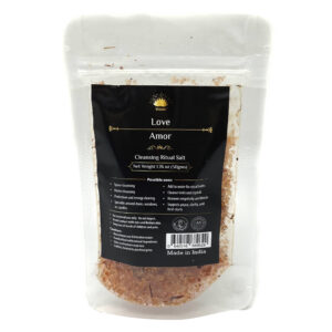 Shreyshti Cleansing Ritual Salt Love, 50g stand able pouch, a combination of salts, fragrances and herbs for space clearing and cleansing, anoint candles and cleansing tools or crystals