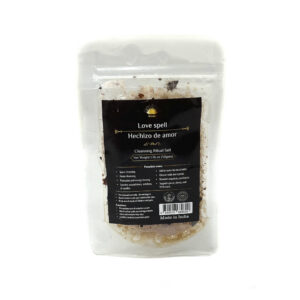 Shreyshti Cleansing Ritual Salt Love Spell, 50g stand able pouch, a combination of salts, fragrances and herbs for space clearing and cleansing, anoint candles and cleansing tools or crystals