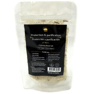 Shreyshti Cleansing Ritual Salt Protection & Purification, 50g stand able pouch, a combination of salts, fragrances and herbs for space clearing and cleansing, anoint candles and cleansing tools or crystals