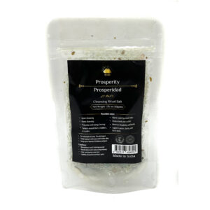 Shreyshti Cleansing Ritual Salt Prosperity, 50g stand able pouch, a combination of salts, fragrances and herbs for space clearing and cleansing, anoint candles and cleansing tools or crystals