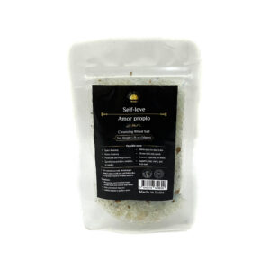 Shreyshti Cleansing Ritual Salt Self Love, 50g stand able pouch, a combination of salts, fragrances and herbs for space clearing and cleansing, anoint candles and cleansing tools or crystals