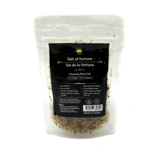 Shreyshti Cleansing Ritual Salt, Salt of Fortune, 50g stand able pouch, a combination of salts, fragrances and herbs for space clearing and cleansing, anoint candles and cleansing tools or crystals