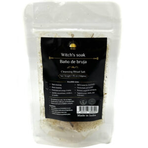 Shreyshti Cleansing Ritual Salt Witch's Soak, 50g stand able pouch, a combination of salts, fragrances and herbs for space clearing and cleansing, anoint candles and cleansing tools or crystals
