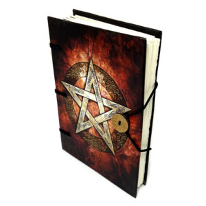 Shreyshti Handmade Paper Journal, Pentacle thread stitching with button approx. 5"x7"