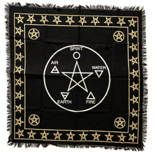 Shreyshti Altar Tarot Cloth Pentacle with 5 Elements, approx. 24" for wiccan, pagan, rituals, reiki, religious purpose