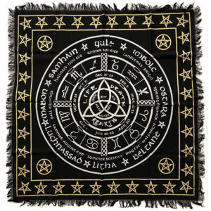 Shreyshti Altar Tarot Cloth Triquetra with seasons of the year, approx. 24" for wiccan, pagan, rituals, reiki, religious purpose