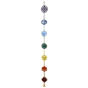 Shreyshti Iron Wall Hanging, 7 Chakra, approx. 3" signs, approx. 36" length
