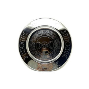 Shreyshti Stainless Steel Altar Plate, Triple Moon Pentacle Silver approx. 10"